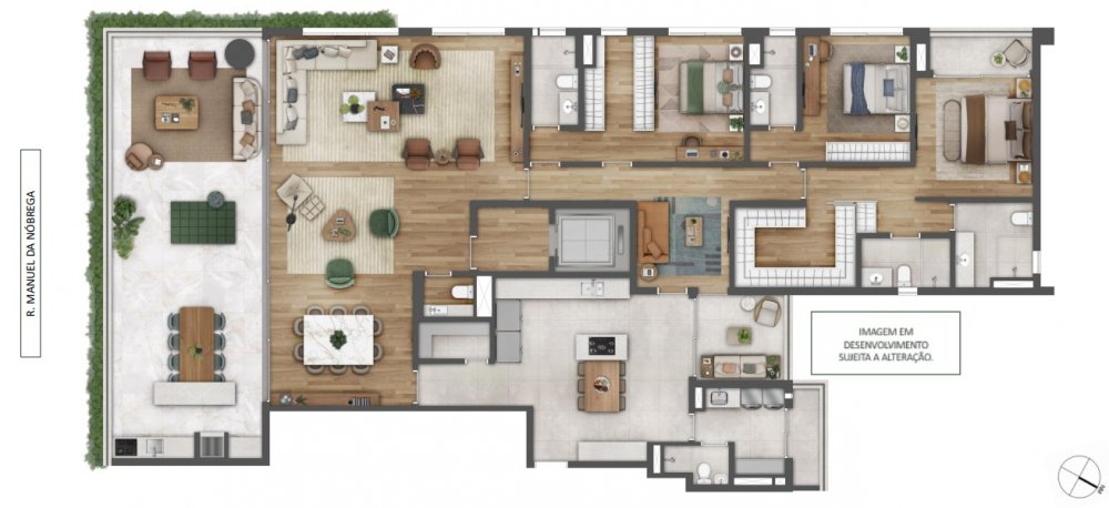 Torre A - 3 su�tes - Banho Sr. e Sra.